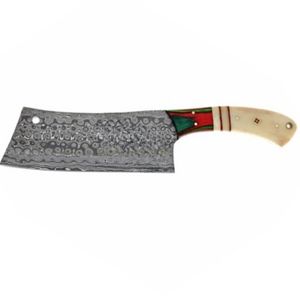 Couteaux à découper professionnels personnalisés avec lame en acier forgé, manche en bois pleine longueur et étui en cuir pour boucherie - Product Image 3