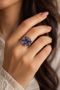Bague en argent sterling 92,5 avec pierres multicolores KLSR-12278 - Product Image 1