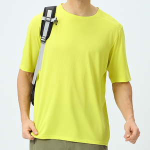 Outdoor Yellow Summer Color 100% Cotton Front Breathable Quick Dry Short Sleeve <b>Plain</b> <b>Tshirt</b> for Printing Wholesale Men's <b>Tshirt</b> - Product Image 1