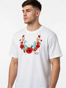 ONETEN APPAREL <b>Men's</b> White <b>T</b>-<b>Shirt</b> Short Sleeve O-Neck <b>Floral</b> Print Cotton Tee - Product Image 1