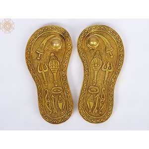 Fait à la main en laiton de 6 pouces Charan Paduka (Khadau) article de décoration de maison indien traditionnel pour cadeaux - Product Image 1