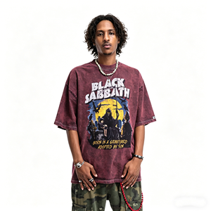 T-Shirt Oversize in Cotone Pesante 300GSM, Maglietta Vintage con Grafica Black <span class=keywords><strong>Sabbath</strong></span>, T-Shirt Retrò Streetwear per Uomo - Product Image 1