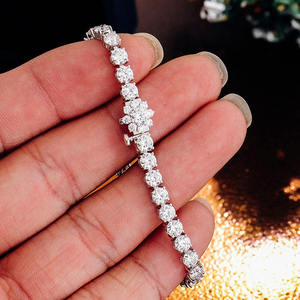 Round Cut <b>Iced</b> <b>Out</b> Hip Hop 925 Sterling Silver Bracelet Fine Jewelry Moissanite Diamond Tennis <b>Chain</b> GRA Certified Bracelets - Product Image 3