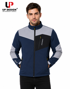 Veste Softshell Homme Bleu Marine Personnalisée Imperméable Coupe-Vent Doublée Polaire pour Randonnée et Travail Tactique OEM - Product Image 4