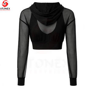 Sudadera Corta Informal de Otoño para Mujer, de Manga Corta, Ecológica, de Secado Rápido, Transpirable, de Corte Holgado, con Color y Diseño Personalizados - Product Image 5