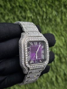 Reloj Automático de Lujo Unisex, Cuadrado, de Acero Inoxidable, con Cristal de Zafiro, Esfera de 41 mm, Bisel de Moissanita, Visualización de Fecha Analógica, Correa - Product Image 4
