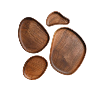 Assiettes à collation en bois brun, plateaux de service en bois d'acacia, planches à charcuterie, grands plateaux pour biscuits et dîners - Product Image 4