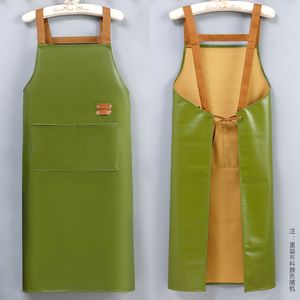 Delantal de Cocina Unisex de Cuero Resistente, Tejido, Impermeable, Personalizable, sin Mangas, Modelo Largo para Limpieza - Product Image 4