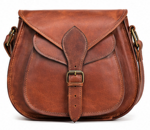 Vintage Genuine Leather Fashion Saddle Crossbody Bag for Women Handmade <b>Shoulder</b> Purse with Adjustable <b>Strap</b> Daily Life Use - Product Image 1