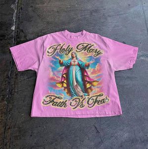 T-shirt graphique vintage Saint Michael pour hommes, Faith Over Fear, illustration religieuse, tee-shirt en coton surdimensionné, style streetwear - Product Image 6