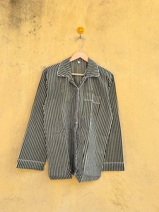Women <b>Black</b> <b>White</b> <b>Striped</b> Cotton Eco-Friendly Anti-static Pajama Set Long Sleeve Full Length Classic Sleepwear Elastic Waist - Product Image 4