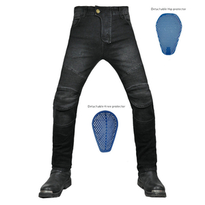 Jean en denim bleu pour homme avec protections amovibles pour les hanches et les genoux, pour la protection lors de la conduite à moto - Product Image 2