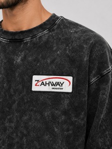 เสื้อสเวตเชิ้ตผู้ชายแบบย้อมสีเอซิด คอวี ผ้าฟลีซหนานุ่ม คุณภาพทนทาน ผลิตแบบ OEM ขายส่ง - Product Image 6