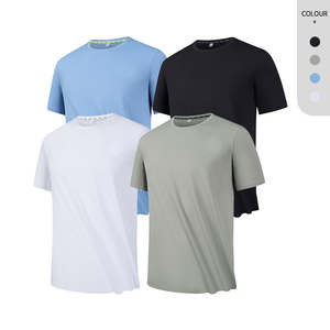 T-shirt en polyester vert sauge pour hommes, coupe slim, respirant, décontracté, pour la gym, la course, le fitness, l'entraînement, vêtements de sport légers pour l'été - Product Image 5