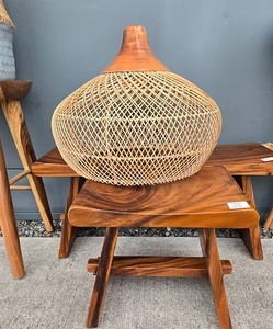 Handwoven Rattan Pendant <b>Light</b> <b>Shade</b> Rustic Boho <b>Wicker</b> Hanging Ceiling Lamp Round Shape Woven for Living Room, Cafe Shop - Product Image 3