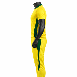 Custom <b>Cricket</b> Uniform Set Yellow Green Polo <b>Shirt</b> Track Pants Team Kit Breathable Quick Dry Training Wear - Product Image 3