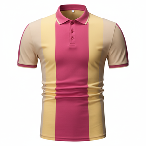 Camiseta Polo a Rayas Verticales, Algodón y Poliéster, Corte Ajustado, Manga Corta, Transpirable, Informal, de Verano, OEM - Product Image 4