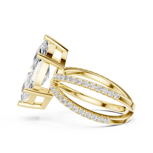 Classic <b>Split</b> Shank 14K Yellow Gold IGI Certified Lab Grown Diamond 3.5 CT Marquise Cut Anniversary Wedding Engagement Halo <b>Ring</b> - Product Image 6