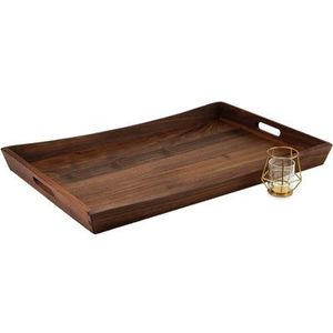 Plateau de service en bois finition marron pour la décoration intérieure, la mise en scène de la salle à manger et les essentiels pour l'organisation de fêtes - Product Image 4