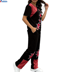 Ensemble de survêtement sportif 2 pièces personnalisé de haute qualité pour femmes, t-shirt décontracté à manches courtes et ensemble de fitness taille haute pour la course à pied - Product Image 2