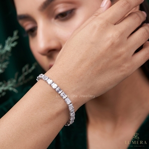 Premium Emerald Cut LAB GROWN DIAMOND 9K 10K 14K 18K <b>WHITE</b> GOLD Tennis <b>Bracelet</b> for Women Wedding Jewelry - Product Image 3