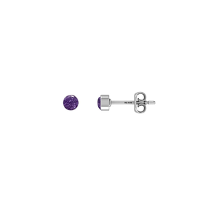 925 Silver Amethyst Stud <b>Earrings</b> Bezel Setting Minimalist Design Unisex Everyday Wear - Product Image 5