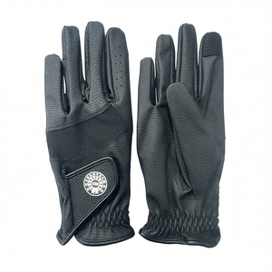 Gants d'équitation en cuir synthétique avec silicone imprimé, extensibles, durables, antidérapants, pour sport équestre, unisexe, fermeture auto-agrippante - Product Image 1