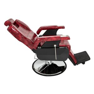 Classica Poltrona da Barbiere Pieghevole Grande in Ferro Rosso Vino per Saloni e Centri Estetici - Product Image 3