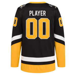 Maillot de hockey sur glace noir et or à manches longues, respirant, uniforme d'équipe athlétique, vêtements de sport pour adultes, entraînement et performance - Product Image 3
