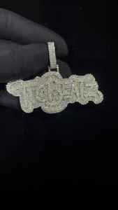 Pendentif personnalisé Hip Hop pour homme en argent sterling 925 avec lettres, chiffres, nom, initiale ou logo, serti de diamants Moissanite VVS - Product Image 6