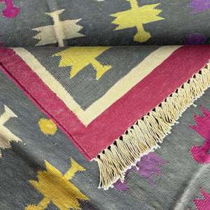 Elegante decoración antigua tradicional Premium algodón Dhurrie alfombras para salas de estar Set 002 - Product Image 4