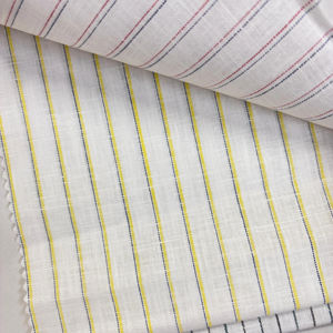 Tissu rayé teint en fil pour chemises, mélange de coton et de polyester avec aspect lin |   58 Large - Product Image 1