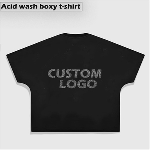T-shirt Oversize Homme 100% Coton Noir Manches Courtes Décontracté Streetwear Col Rond Délavé Sérigraphié Respirant - Product Image 4
