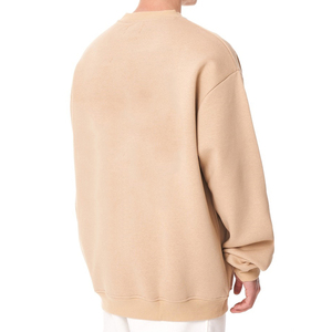 Sweat-shirt à capuche surdimensionné 100% coton léger, doux et confortable, col rond pour homme en couleur beige, broderie personnalisée - Product Image 4