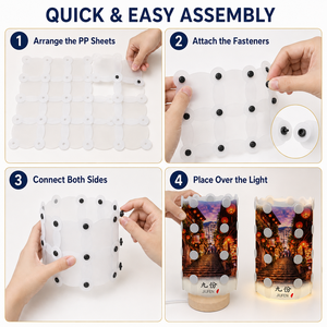โคมไฟตั้งโต๊ะ JIUFEN DIY ทำจากแผ่น PP เป็นมิตรกับสิ่งแวดล้อม พร้อมตัวล็อคแบบถอดได้ โคมไฟพิมพ์ลายตามสั่ง ฐานโคมไฟและสายไฟ เป็นของขวัญ - Product Image 3