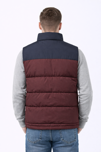 Veste matelassée bicolore bleu marine et bordeaux pour homme – Gilet d'hiver sans manches isolé avec boutons-pression, décontracté, pour l'extérieur - Product Image 3