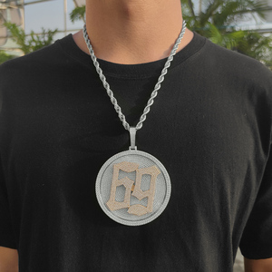 Mens Lab Grown Diamond 925 Silver Round <b>Photo</b> <b>Frame</b> Pendant Iced Out Custom Statement Necklace Luxury Fashion Jewellery Designer - Product Image 3