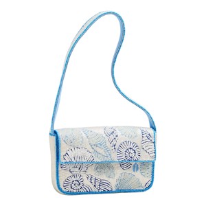 Sac à bandoulière artisanal perlé rayé violet et vert pour femme, pochette élégante brodée pour soirée d'été - Product Image 1