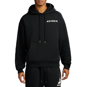 เสื้อฮู้ดผู้ชาย Avirex สีดำ ทรงปกติ ผ้าฟลีซคอตตอน พิมพ์ลายโลโก้ด้านหลัง สวมใส่สบายๆ สำหรับฤดูใบไม้ร่วง - Product Image 1