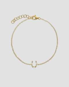 สร้อยข้อมือรูปเกือกม้า ทองคำแท้ 14K 18K ประดับเพชรทรงกลมและทรงบาแกตต์ เพชรเลี้ยงในห้องปฏิบัติการ เหมาะสำหรับสวมใส่ทุกวัน สไตล์มินิมอล เสริมโชค - Product Image 5
