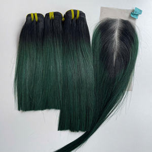 Expédition rapide, mèches de cheveux vierges humains vietnamiens de qualité supérieure, lisses et raides, couleur ombrée verte, double trame, qualité de luxe - Product Image 5