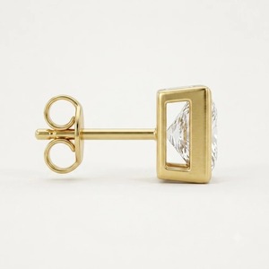 9K Yellow Gold Men's Princess Cut Lab Grown <b>Diamond</b> Stud <b>Earring</b> 0.55CT <b>Square</b> Bezel Set Custom Wholesale Fine Jewelry - Product Image 2