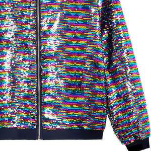 Wholesale 100%Polyester <b>Sequined</b> Men Fashion <b>Jacket</b> Men Long Sleeve Zipper up Patchwork Coat Fashion Shiny <b>Jackets</b> - Product Image 5