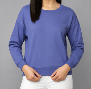 เสื้อสเวตเชิ้ตคอกลมผู้หญิง ผ้าฝ้าย 100% สีพื้น แขนยาว ถักทอ ระบายอากาศได้ดี ทรงปกติ โลโก้ด้านหน้า สำหรับฤดูใบไม้ร่วง - Product Image 1