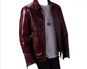 Veste en cuir pour homme avec motif python, cuir véritable de haute qualité, vêtements de motard, vêtements de mode pour homme, production OEM personnalisée - Product Image 4