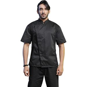 2025 Chaqueta de chef negra unisex Abrigo de hombre con paneles laterales de malla - Product Image 3