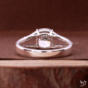 2ct elongated cushion cut lab grown diamond engagement <b>ring</b> <b>split</b> pave white gold with IGI certified center soft luxury - Product Image 2