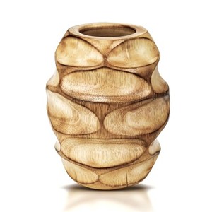 Jarrón Decorativo de Madera de Mango Ecológico, Diseño Tradicional Hecho a Mano, Acabado en Color Caoba, Venta al Por Mayor |   Moradabad - Product Image 3