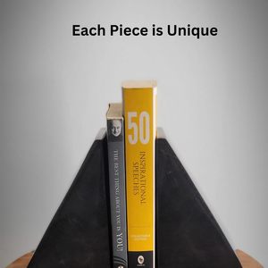 Modern Black Art Deco Irregular Shape Engraved Marble Bookends Natural Stone Sculptural <b>Book</b> Holder Home Office <b>Library</b> Decor - Product Image 4