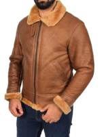 Veste en cuir de mouton véritable de style vintage pour homme, fabriquée en usine, veste bomber d'hiver tendance avec col en fourrure chaude